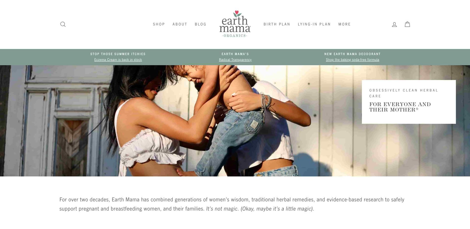 Earth Mama Organics Website