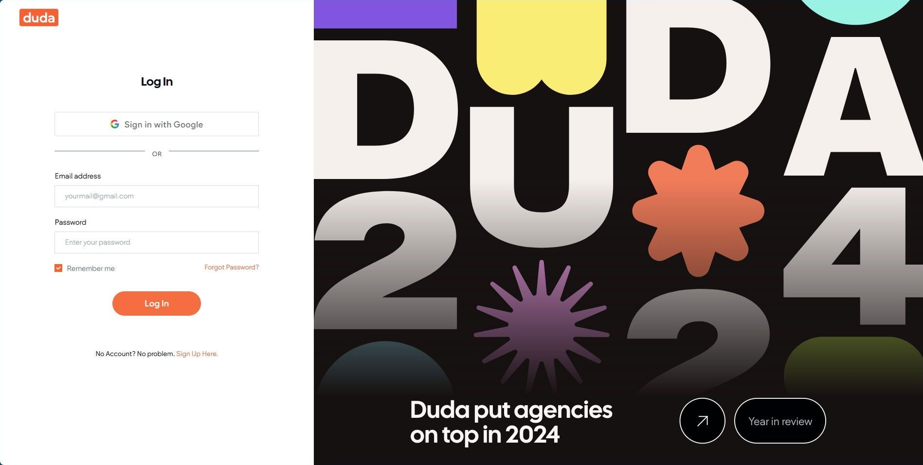 Duda.co Login UI | DigitalTreehouse, Franklin, TN