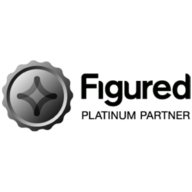 A black and white logo for figured platinum partner