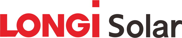 Longi solar-logotypen är röd och svart på en vit bakgrund.