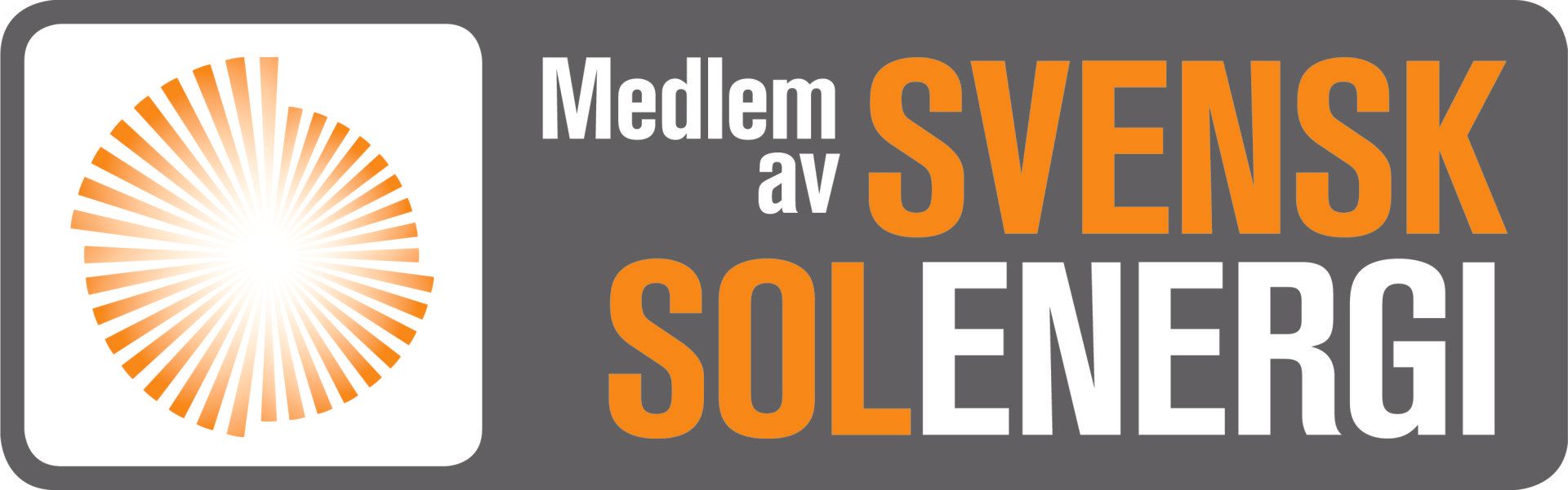 En logotyp som säger medlem av svensk solenergi