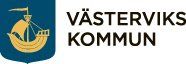 The logo for västerviks kommun has a boat on it.