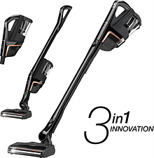 A vacuum cleaner with a long handle and a 3 in 1 innovation.