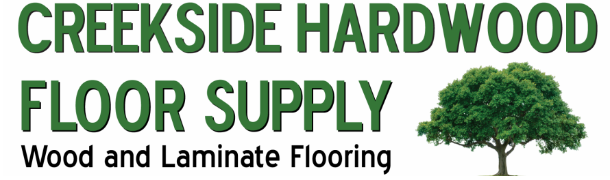 Logo for Creekside Hardwood Floor Supply featuring green text and a small tree graphic.
