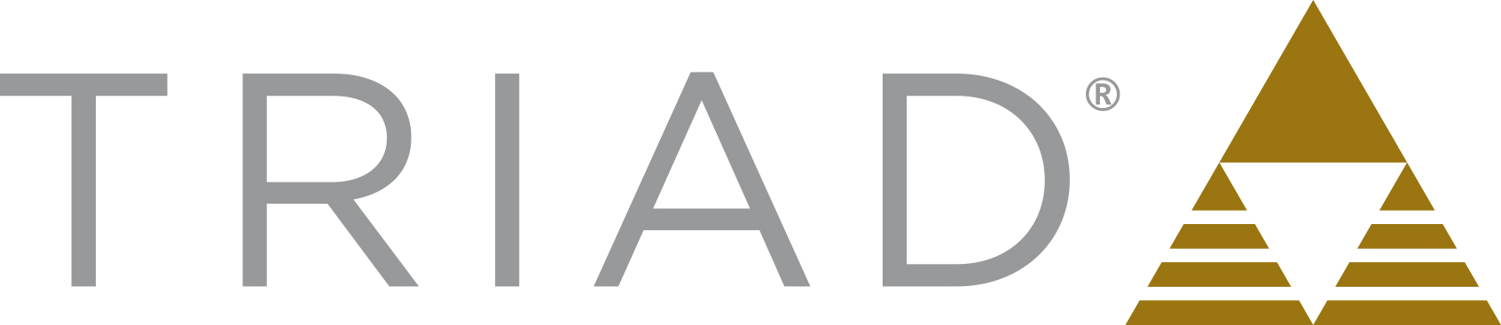 A triada logo with a gold triangle on a white background