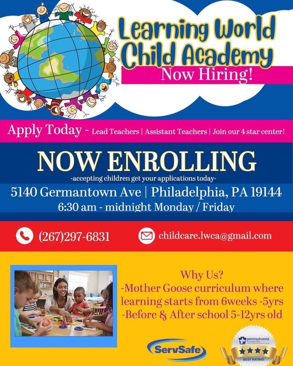 learning world child academy in Philadelphia Now Enrolling