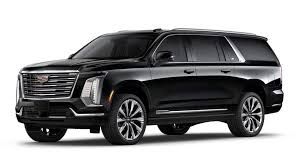 Black Cadillac Escalade SUV with chrome accents.