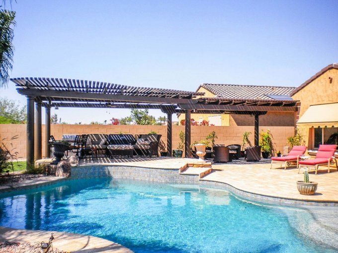 Wide Free Stand Patio Beside The Pool – Bakersfield, CA – Bakersfield Patios Covers