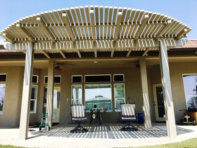 Shaded Backyard With Lattice Roofing – Bakersfield, CA – Bakersfield Patios Covers