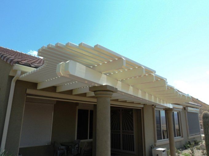 White Extended Lattice Roof – Bakersfield, CA – Bakersfield Patios Covers