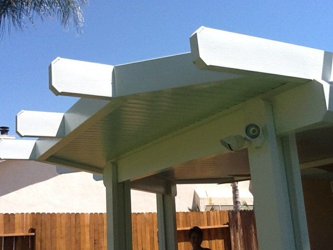 White Solid Roof With CCTV Cameras – Bakersfield, CA – Bakersfield Patios Covers