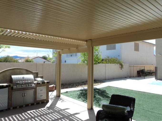 Outdoor Bar With Lattice and Solid Roof – Bakersfield, CA – Bakersfield Patios Covers