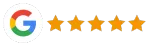 A google logo with five stars on it on a white background.