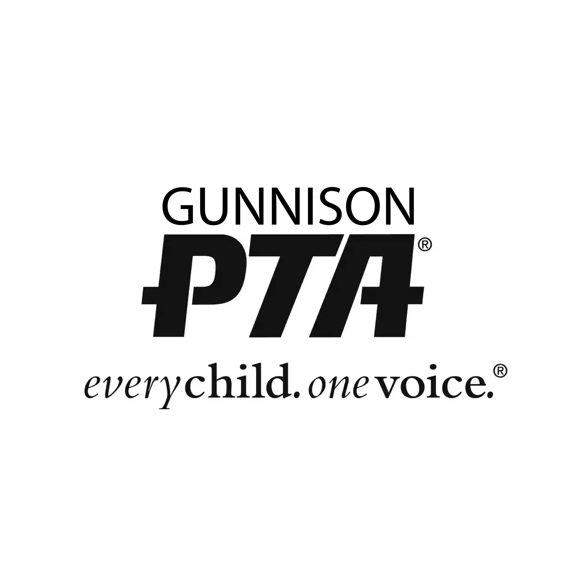 The national pta logo is black and white and says `` every child , one voice . ''