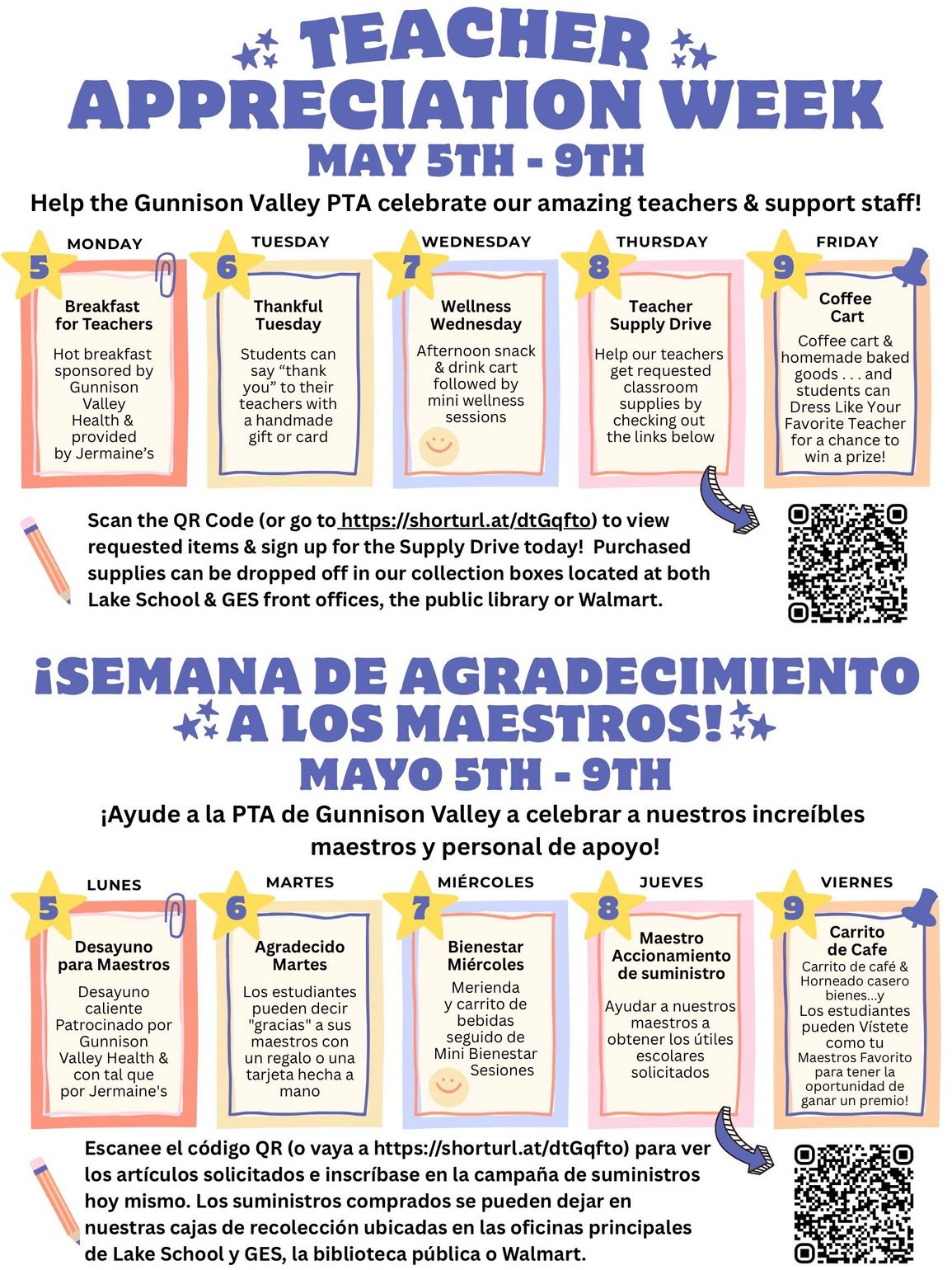 A poster for teacher appreciation week may 5th - 9th.