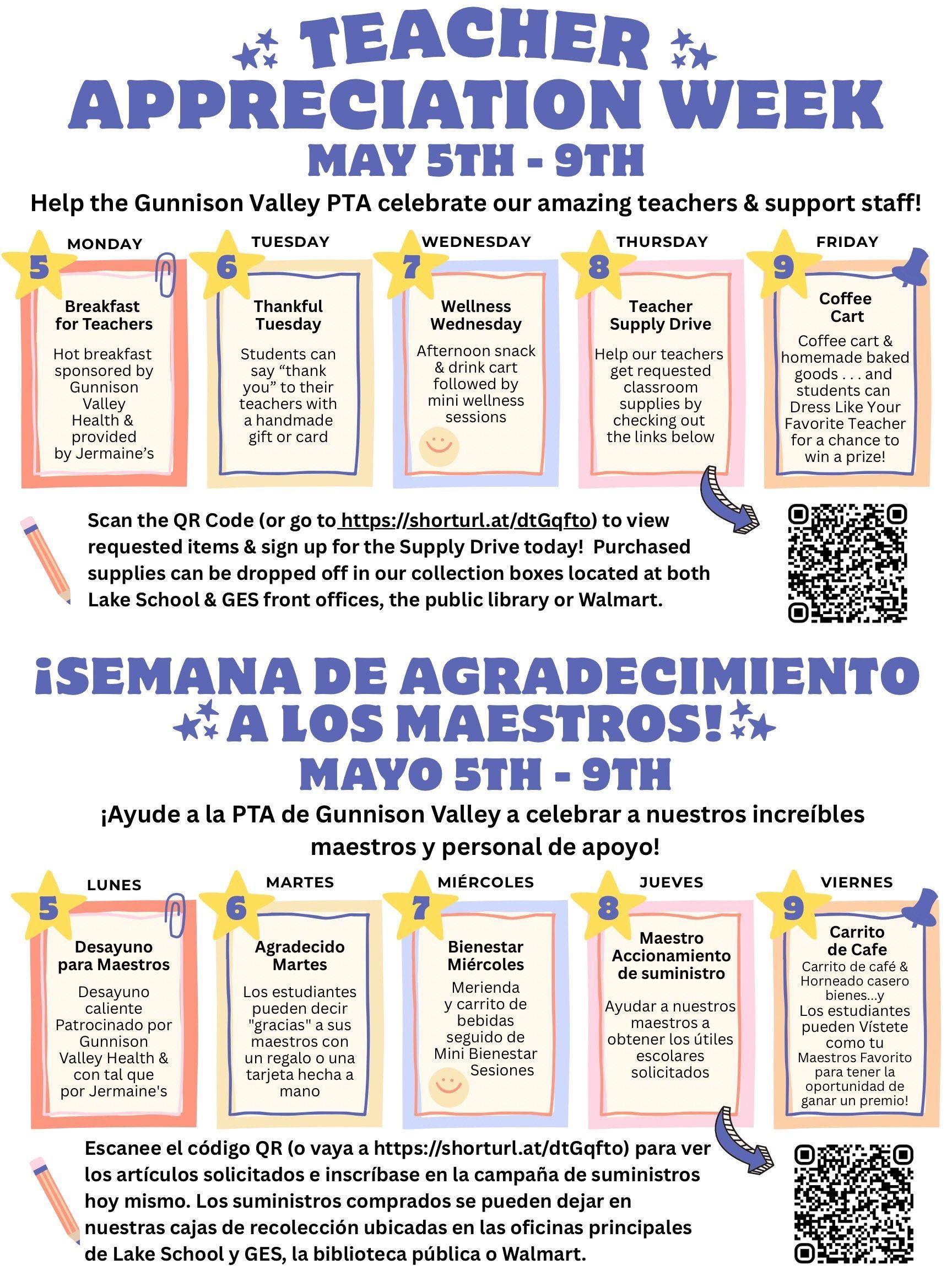 A poster for teacher appreciation week may 5th - 9th.