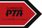 Gunnison PTA logo in black, white, and red