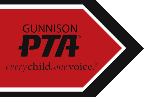 Gunnison PTA logo in black, white, and red