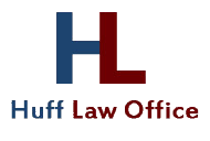 The logo for Huff Law Office is blue and red.