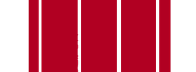 Vertical red and white striped background.