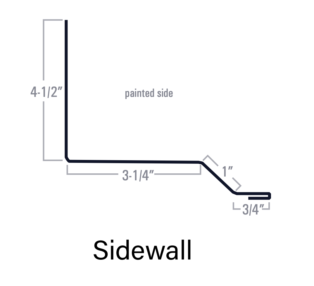 Diagram of a metal sidewall profile with dimensions: 4-1/2