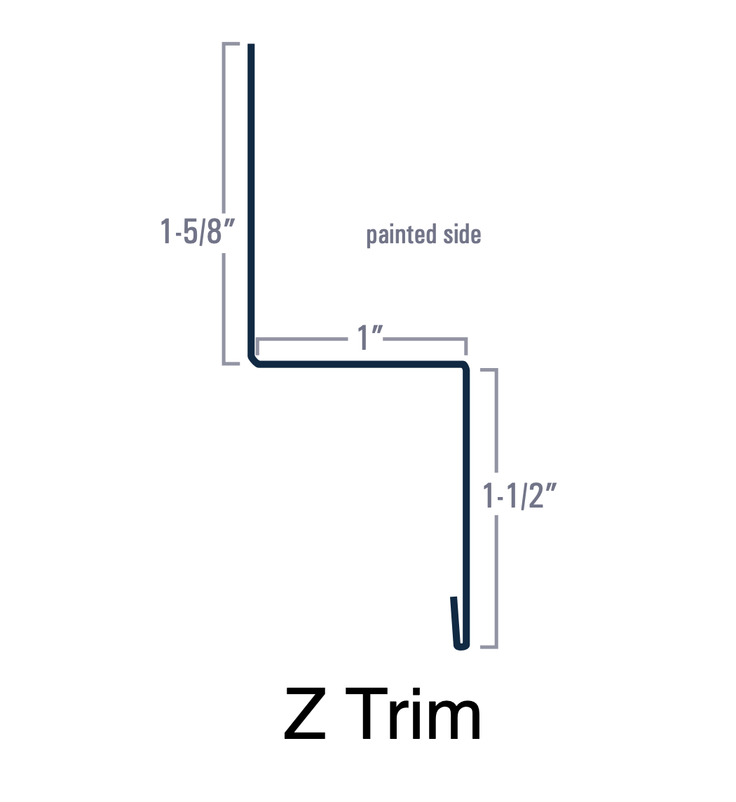 Diagram of a metal Z trim, showing dimensions: 1-5/8