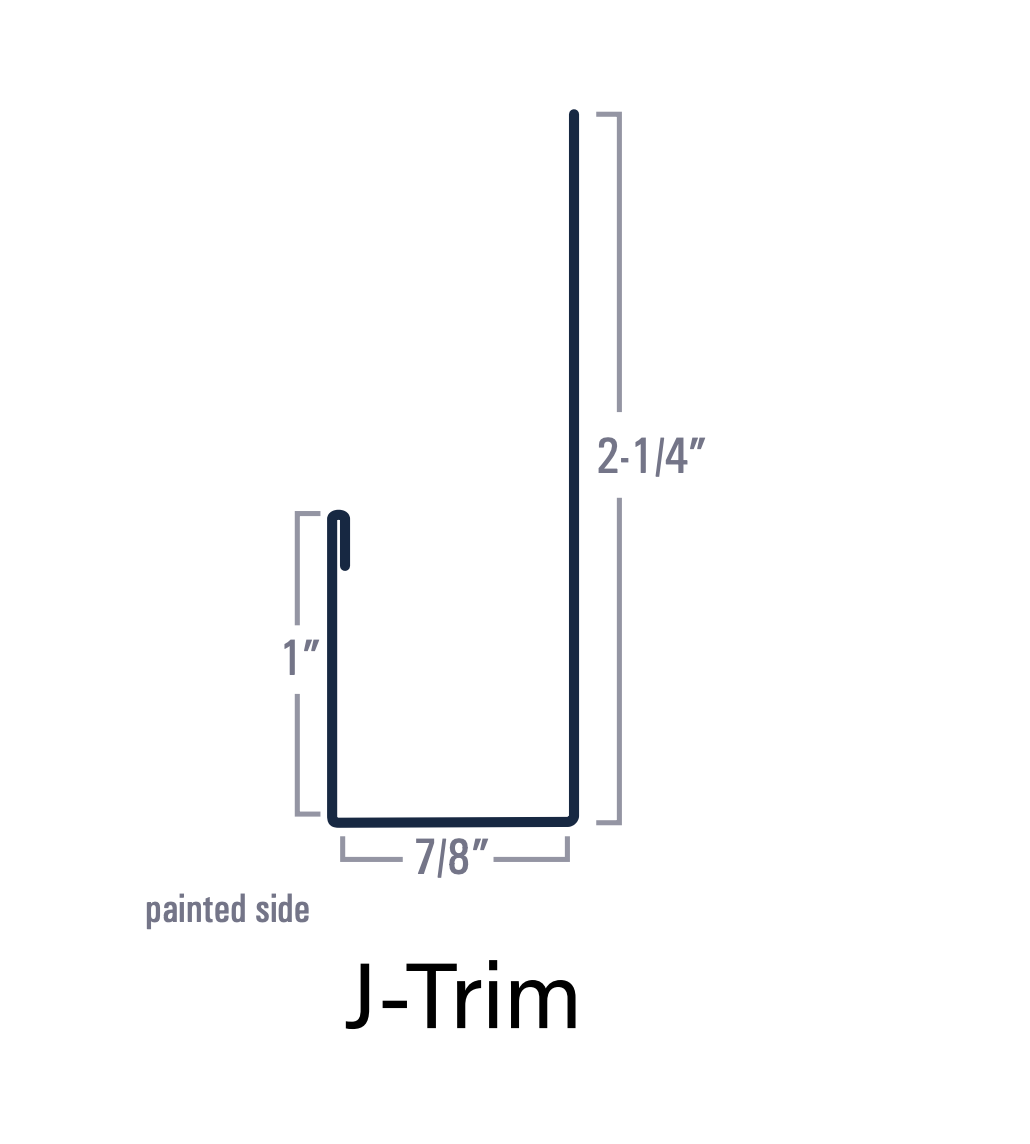 Diagram of a J-Trim profile with labeled dimensions: 1