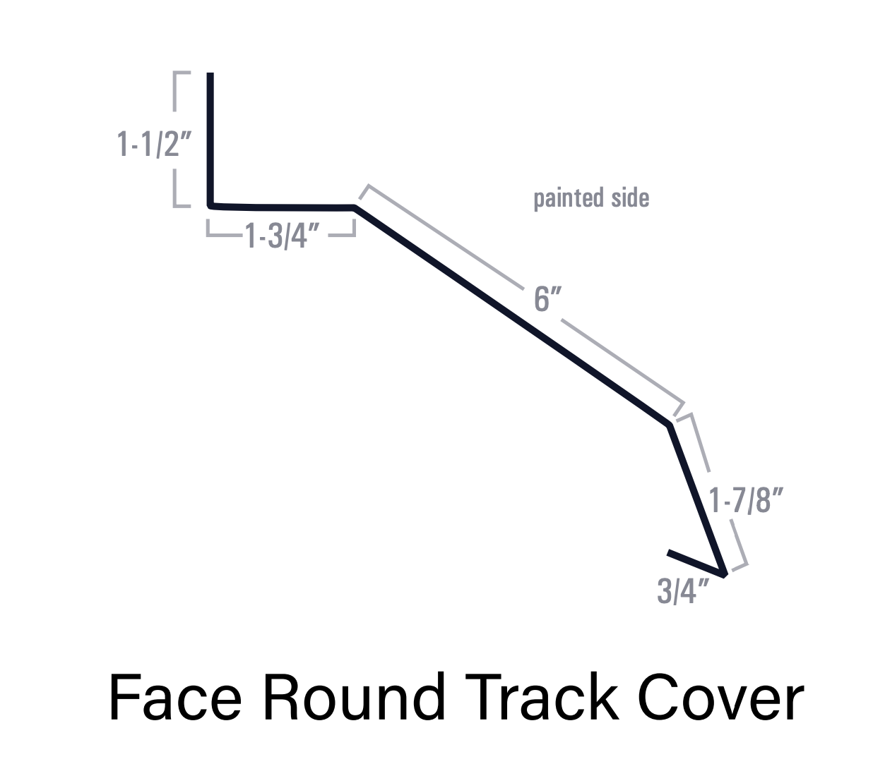 Diagram of a face round track cover with labeled dimensions, showing its profile view.