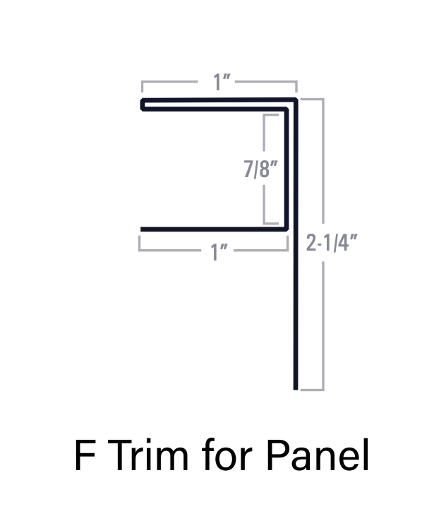 Diagram of F trim for panel with dimensions: 1