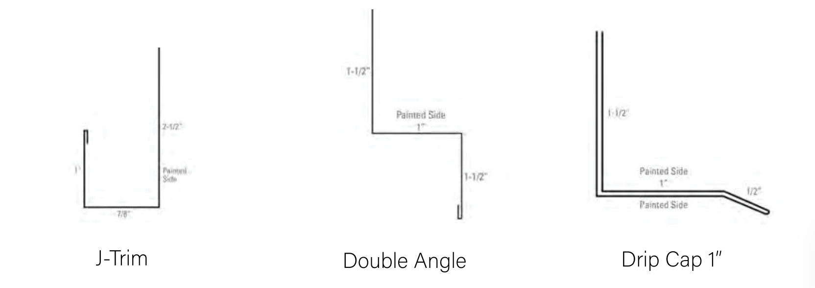 Diagrams of J-Trim, Double Angle, and Drip Cap 1