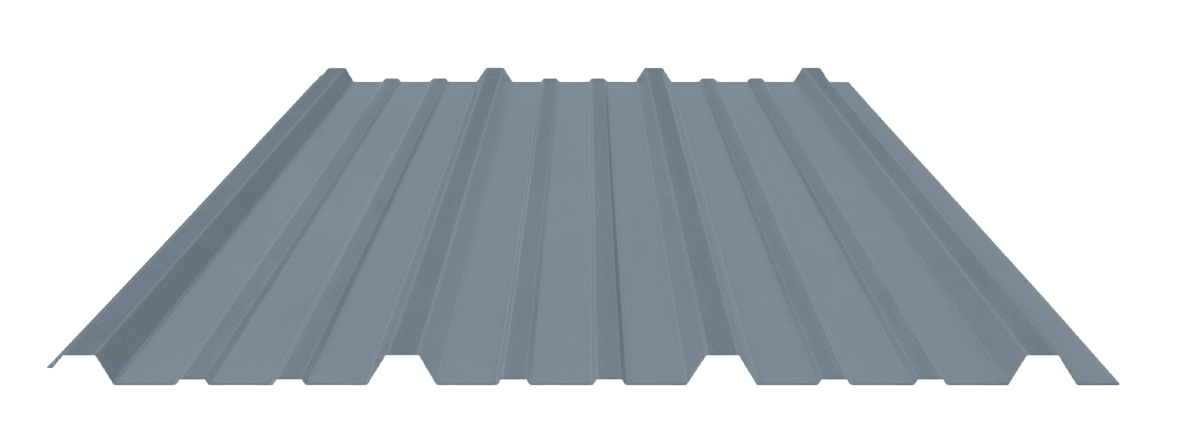 Gray corrugated metal roofing panel.
