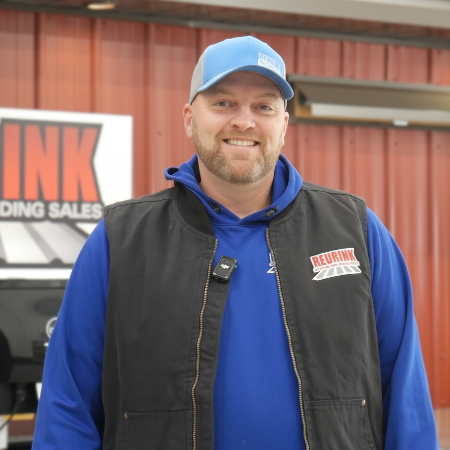 Man in blue cap and sweatshirt smiles, standing near a