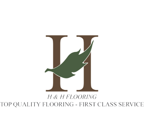 A logo for h & h flooring top quality flooring - first class service