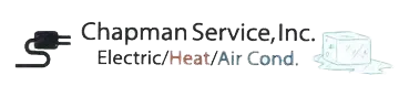A logo for chapman service inc. electric / heat / air cond