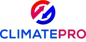 A logo for climatepro with two arrows in a circle