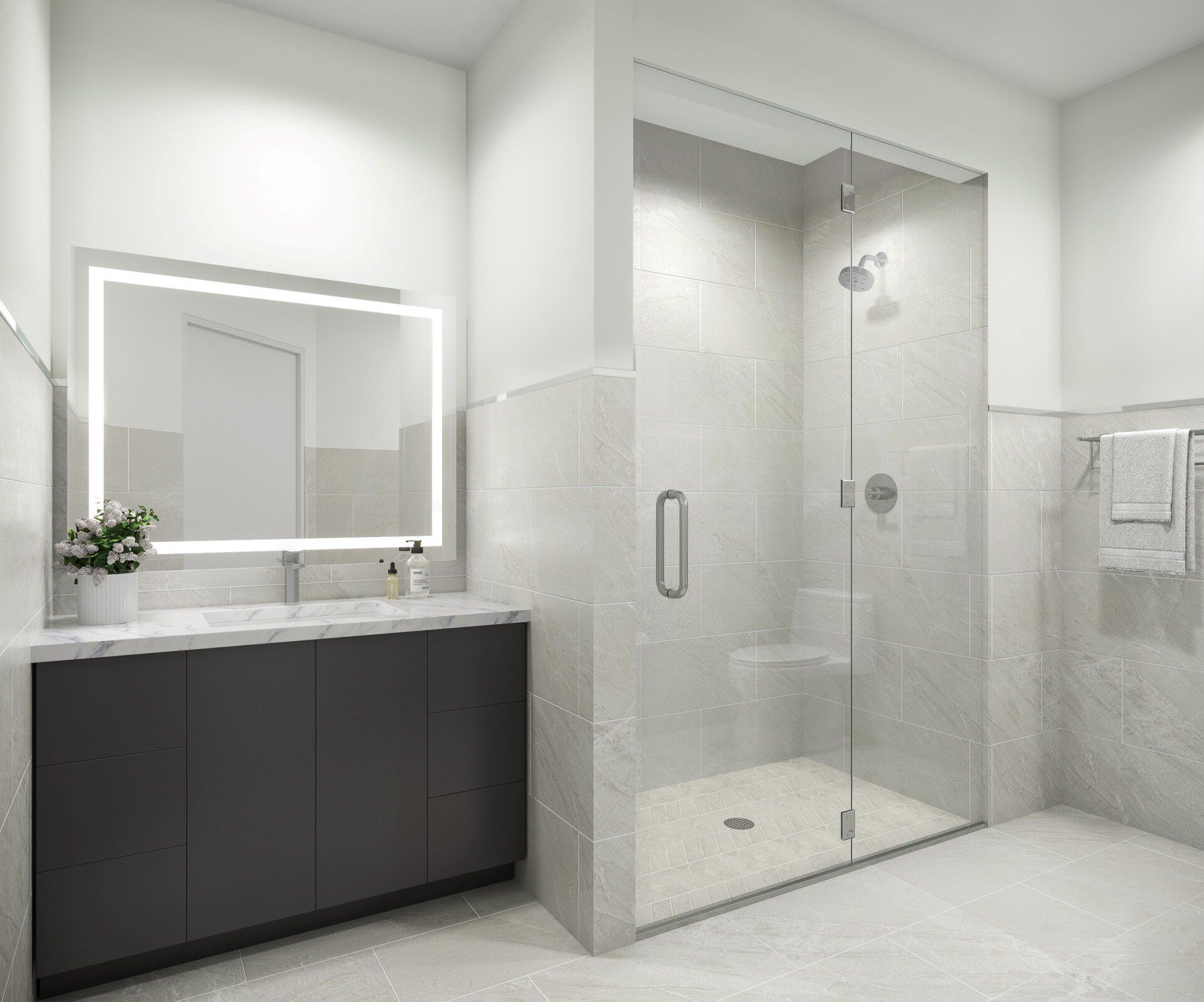modern bathroom in luxury apartments Newton NJ