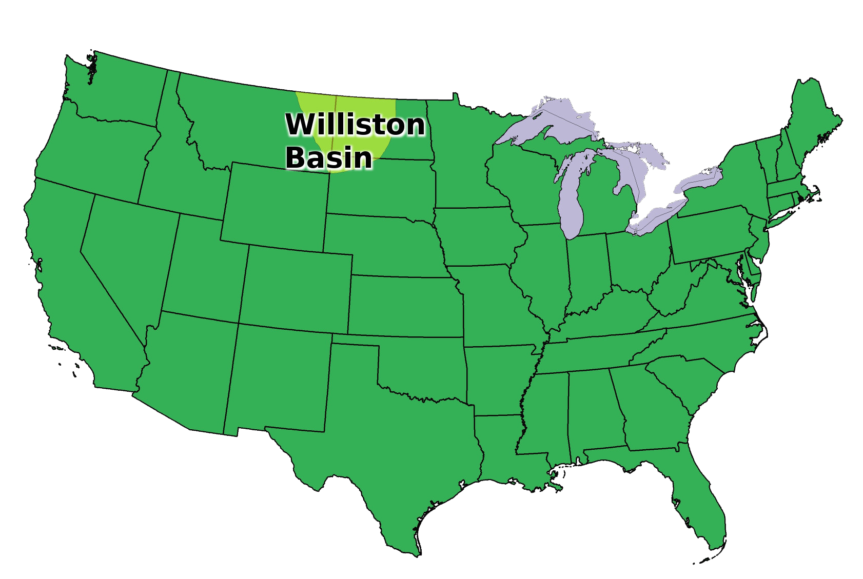 Map of the Williston Basin