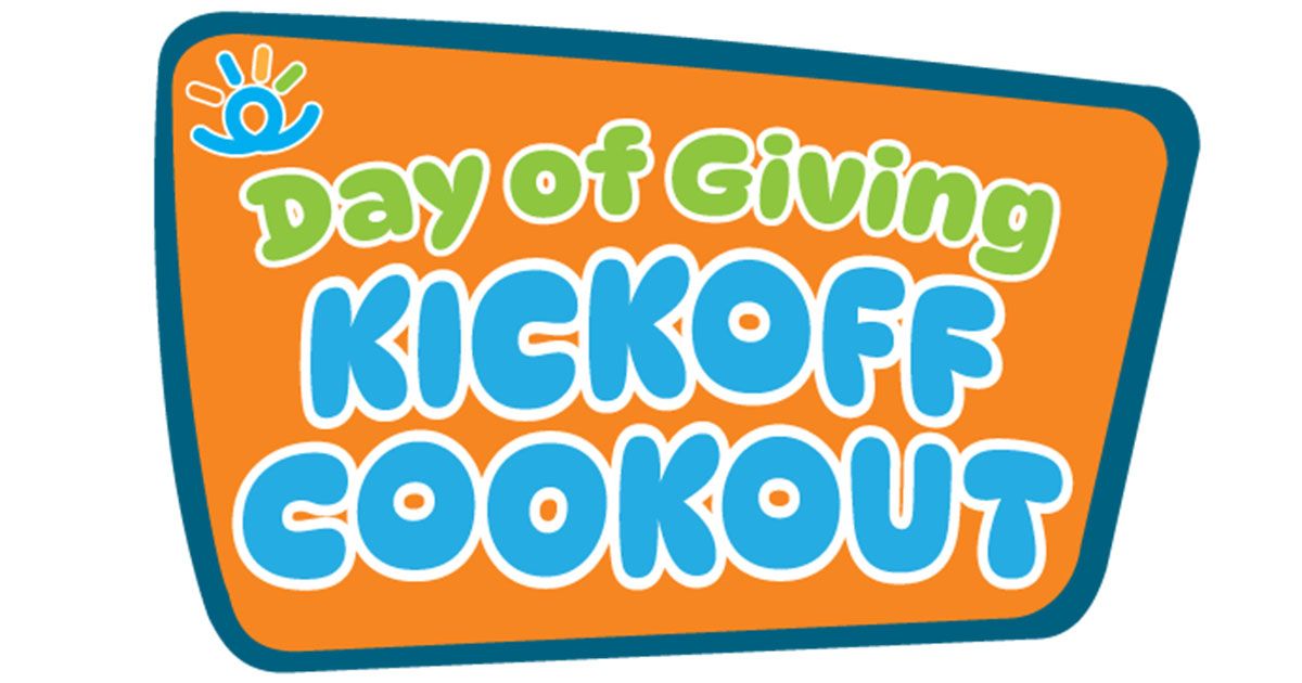 VIPS “Day of Giving Kickoff Cookout” poster with burgers, hot dogs, chips; June 11, 11 am–1 pm, $7 suggested donation