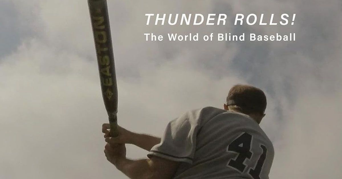 Part of the movie poster for Thunder Rolls with a baseball player swinging a bat.
