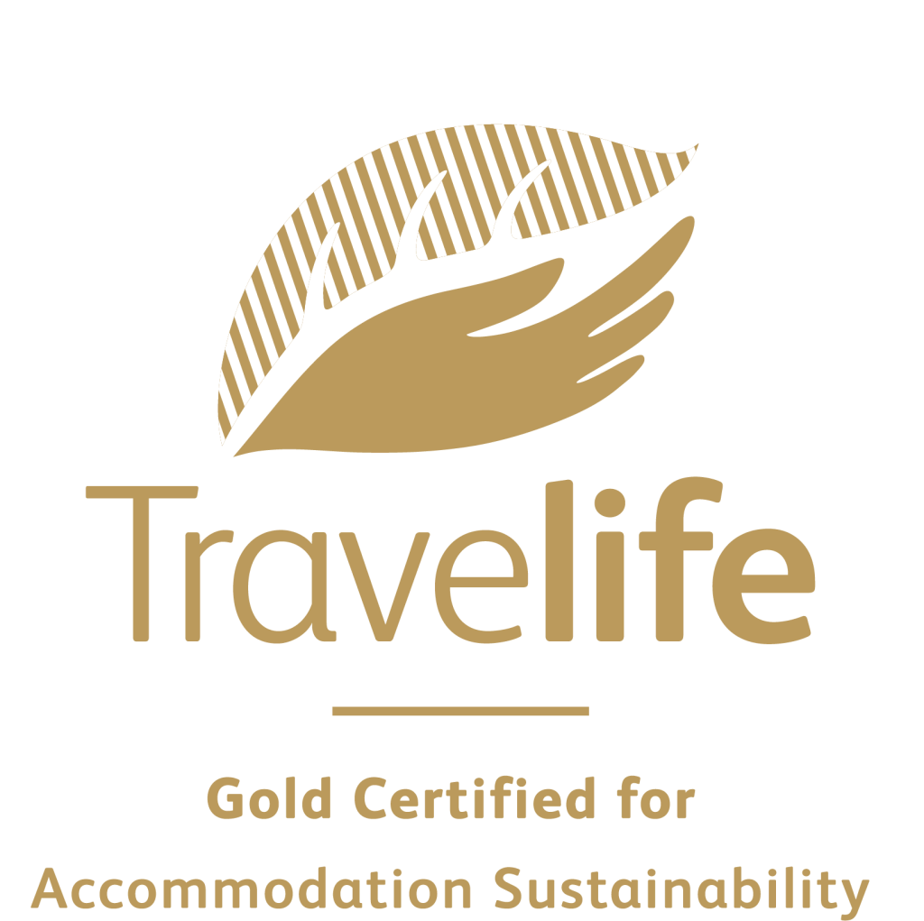 The travelife logo is gold certified for accommodation sustainability