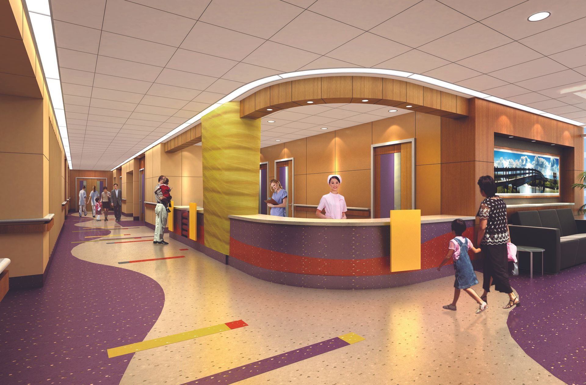 An artist 's impression of a hospital reception area