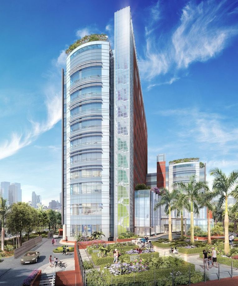 An artist 's impression of a tall building with lots of windows