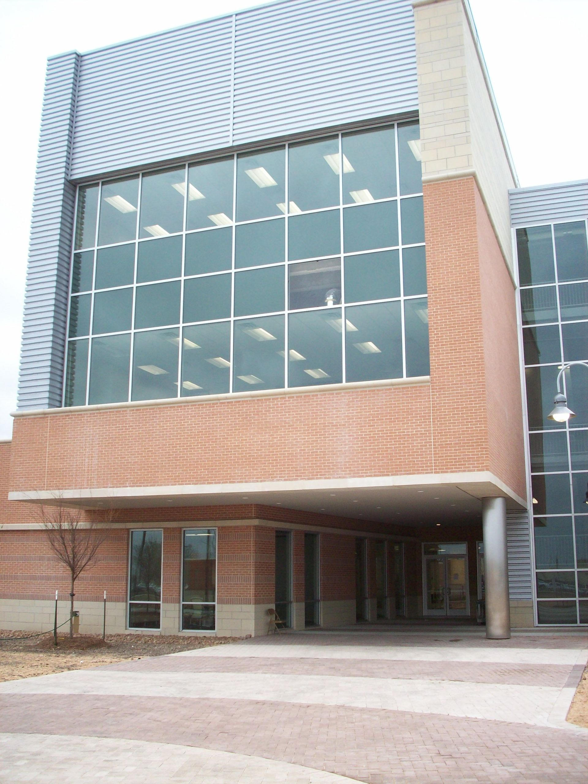 A large brick building with a lot of windows