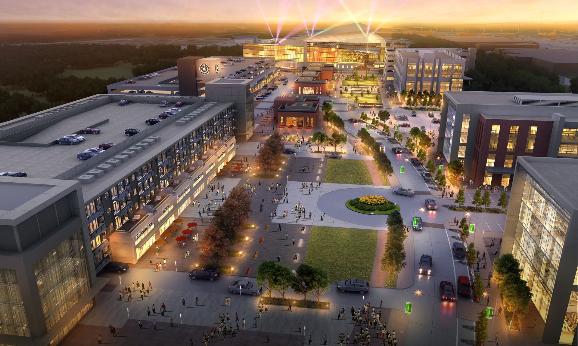 An artist 's impression of a city at night