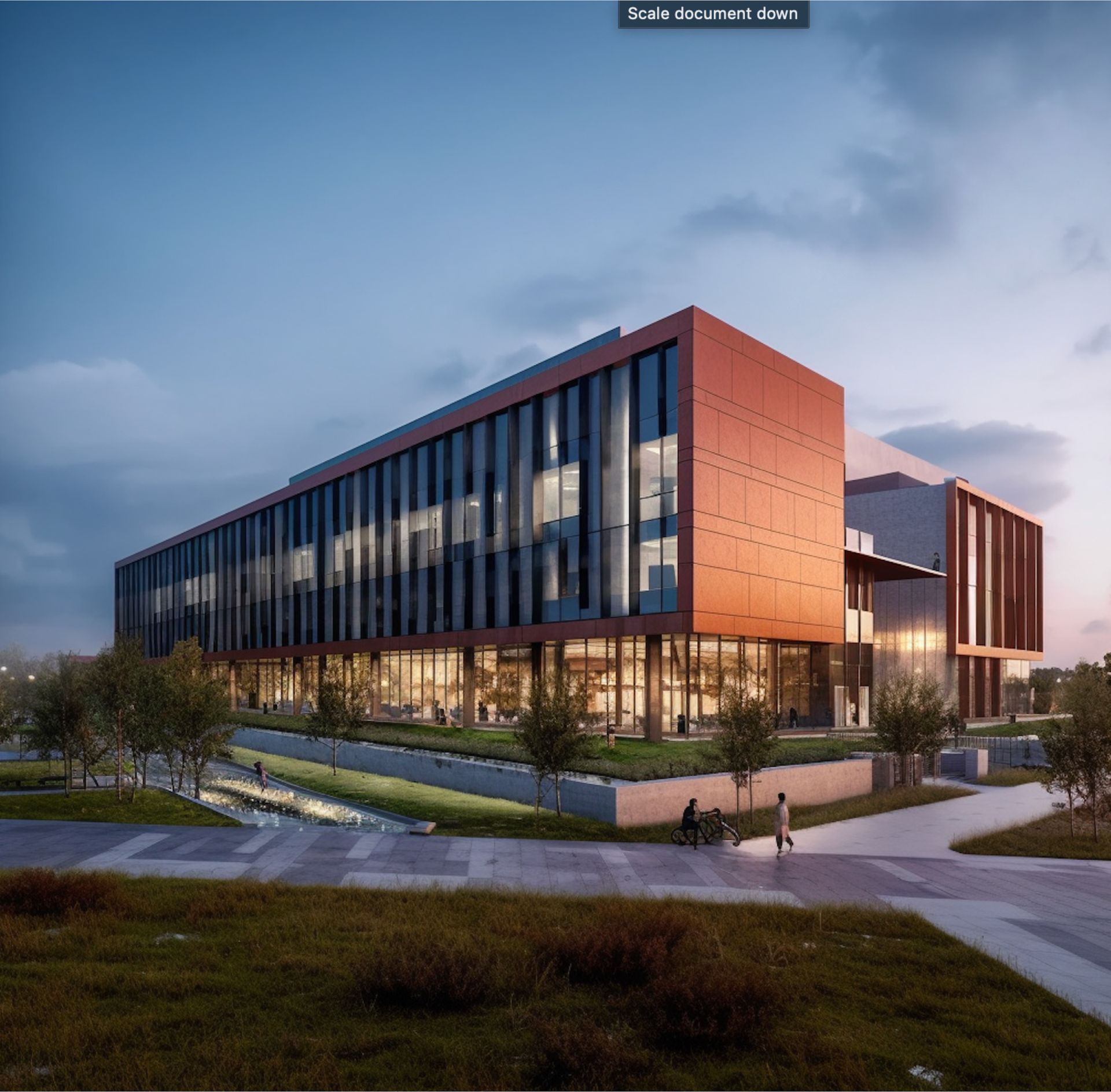 An artist 's impression of a large building with a lot of windows