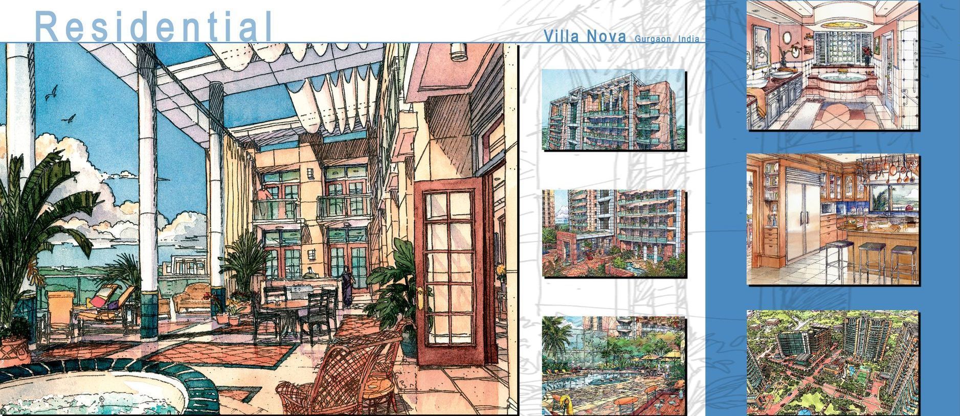 A drawing of a house with the word residential on it