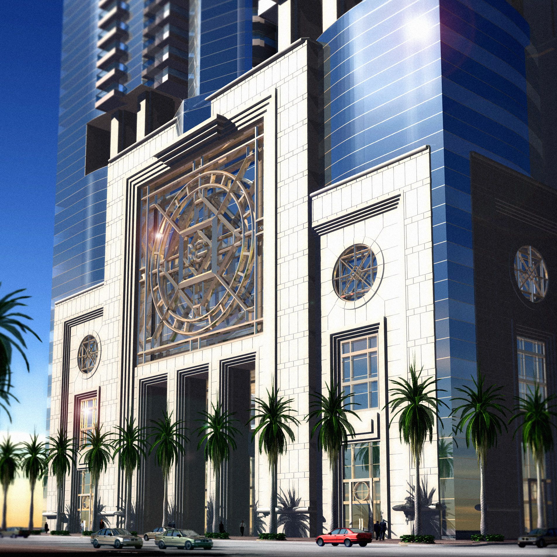 A very tall building with a clock on it