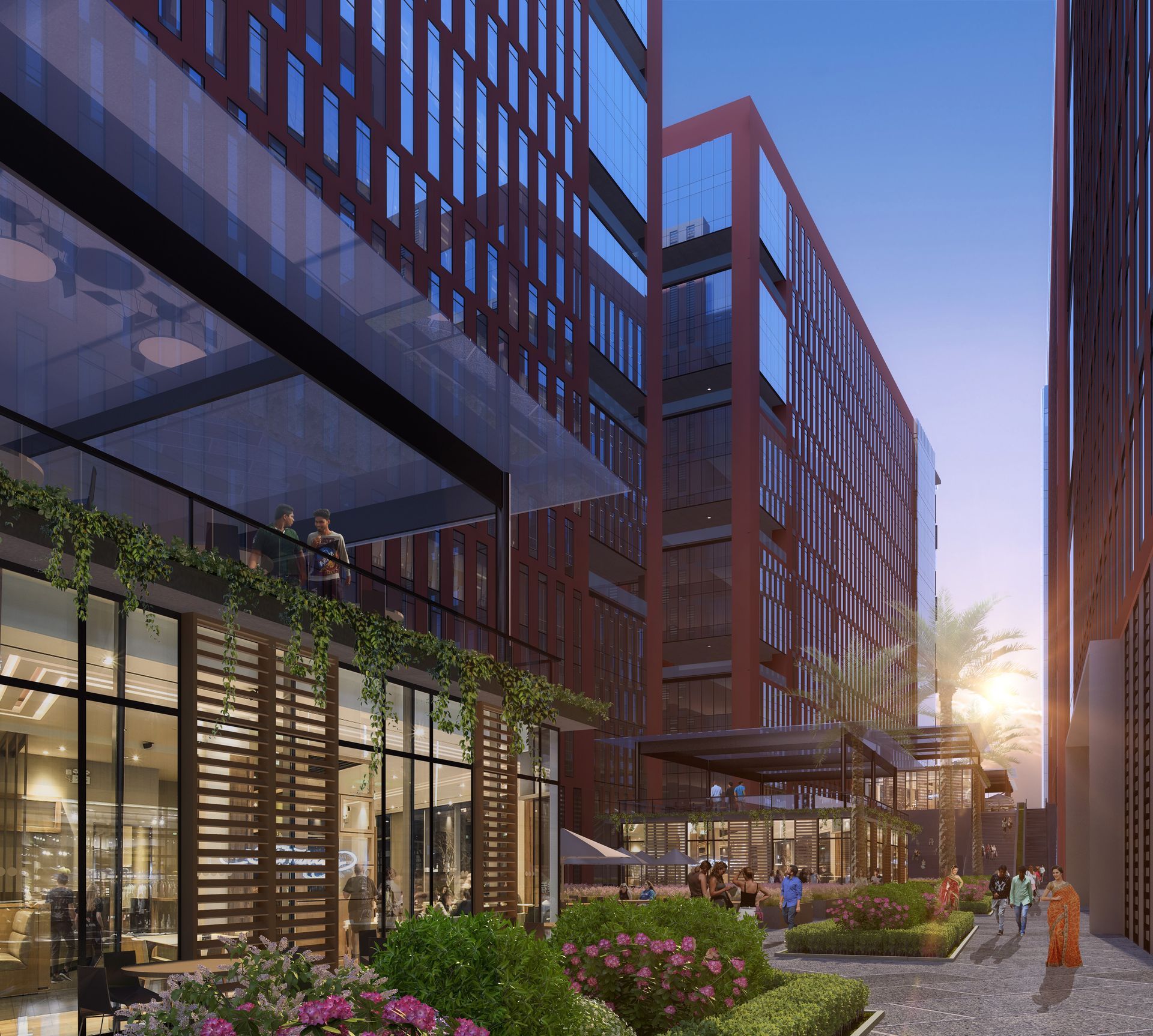 An artist 's impression of a large building with lots of windows