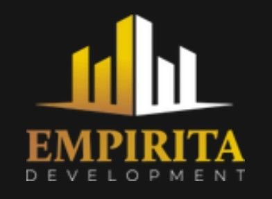A logo for emporita development with a black background