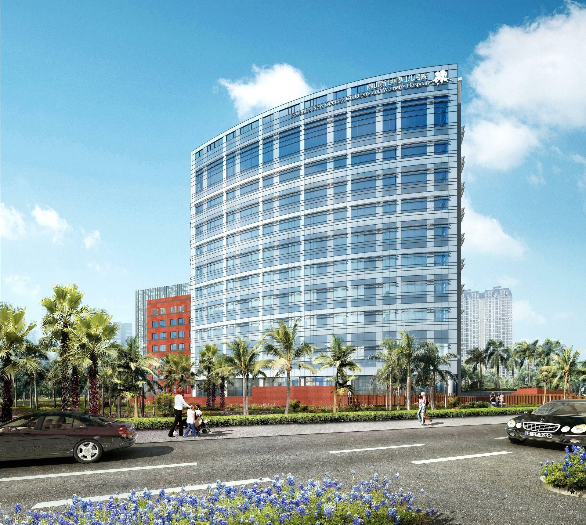 An artist 's impression of a large building with a lot of windows